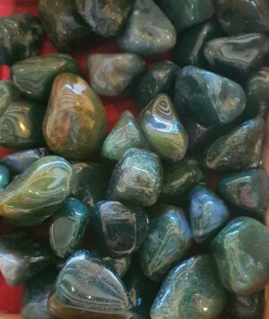 Agate mousse pierre roulée disponible dans notre boutique Le Monde des Stones à Charroux