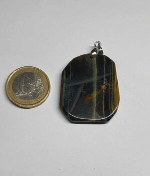 Oeil de faucon pendentif pierre plate