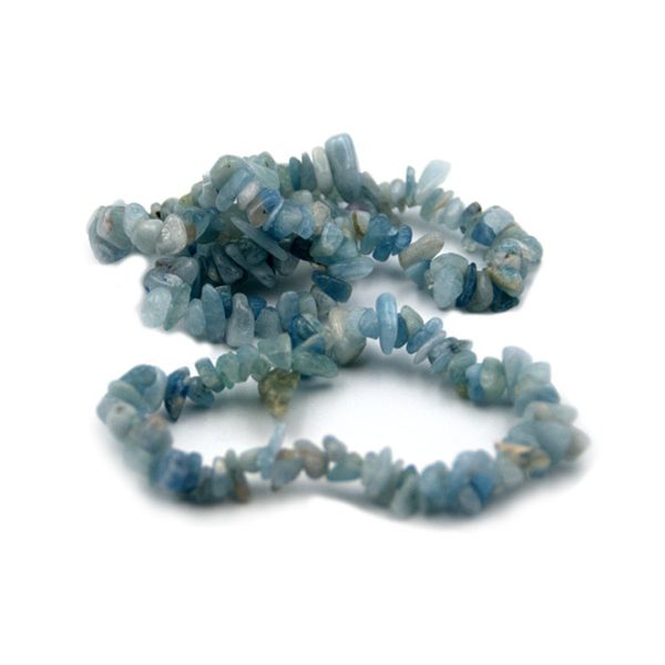 Bracelet chips en Aigue-marine disponible dans notre boutique le monde des stones à Charroux