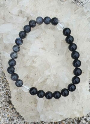 Association Larvikite Œil céleste disponible dans notre boutique Le Monde des Stones à Charroux